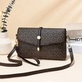 Dark brown stone pattern crossbody bag with SADINI monogram print and gold hardware - Floral Monogram (SADINI Print)