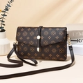 Classic dark brown printed crossbody bag with stone texture and gold hardware detail - Classic Monogram