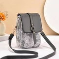 Chic gray cloud pattern crossbody phone bag with dual zippers and adjustable strap - Gray