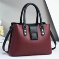 Sac à main élégant bicolore bordeaux et noir en cuir PU avec boucle carrée décorative - Bordeaux