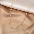 Elegante collar de perlas chapado en oro para mujer con perlas de agua dulce - Dorado (X030-Collar de Perlas)