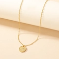 Minimalist gold square pendant necklace with letter A engraving and retro O-chain - Letter A Style (X64-Letter A)