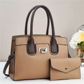 Conjunto de bolso de dos piezas con grabado de lichi y billetera de sobre en camello - Caqui