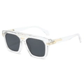 Lunettes de soleil oversize pour hommes avec monture transparente et détails dorés - Monture Transparente Verres Gris Noir