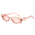 Hip hop bat shaped oversized sunglasses in transparent pink with unique wing frame - Pink Frame / Pink Lens