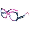 Occhiali da sole retrò cat-eye con montatura leopardata rosa e blu dallo stile audace - Montatura Sfumata Blu Viola Lente Chiara