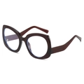 Eleganti occhiali da sole cat-eye oversize con montatura marrone scuro e lenti anti-luce blu - Montatura Rosso Tè Lente Chiara