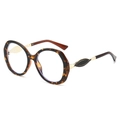 Montatura per occhiali rotonda oversize tartarugata con eleganti aste in metallo oro - Montatura Tartarugata Lente Chiara