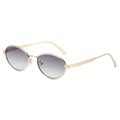 Lunettes de soleil ovales rétro avec monture dorée et verres dégradés gris, vue de profil - Monture Dorée Verres Gris Dégradés