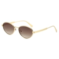 Lunettes de soleil ovales rétro avec monture dorée et verres dégradés marron, vue latérale - Monture Dorée Verres Ambrés Dégradés