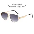 Pilot-style metal sunglasses with gold frame and gradient grey lenses for men and women - Gold Frame Gradient Gray Lens
