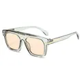 Lunettes aviateur rétro avec monture verte transparente et verres dégradés roses - Monture Verte Transparente Verre Rose