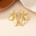 Exaggerated golden petal earrings in minimalist floral design with glossy metal finish - Gold Petals
