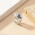 Minimalist silver butterfly signet ring with black oil drip engraving for women and men - Silver-Butterfly Pattern