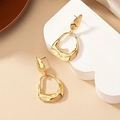 Irregular geometric gold earrings with hammered metal texture for a stylish commute look - Irregular Geometric Style (E71) / Gold