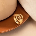 Fashionable gold-plated US dollar sign ring in street style hip hop design for unisex - Gold (J10-Dollar Sign)