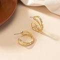Elegante doppellagige Ohrringe in Gold mit funkelndem Zirkonia-Inlay für Damen - Gold
