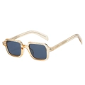 Lunettes de soleil polarisées carrées avec monture en ambre et verres foncés de profil - Standard / Standard monture champagne verres gris (TVA 13% incluse)