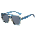 Gafas de sol aviador polarizadas con doble puente y montura azul transparente - Régulier / Montura Azul Transparente Champán Lentes Grises