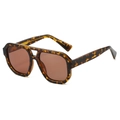 Gafas de sol aviador polarizadas con montura de carey y diseño de doble puente frontal - Régulier / Montura de Leopardo Lente Marrón