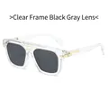 Lunettes de soleil carrées rétro avec monture transparente et verres gris foncé - Standard (monture transparente et verres noir-gris)
