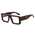 Retro tortoiseshell chunky square glasses frame with anti-blue light clear lenses - Tortoiseshell Frame