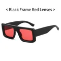 Occhiali da sole retrò squadrati con montatura nera e lenti colorate rosse - Montatura nera lenti rosse