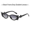 Gothic bat wing sunglasses with black frames and grey gradient lenses for parties - Black Frame Gradient Gray Lens