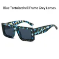 Occhiali da sole squadrati con montatura tartarugata blu e lenti grigio scuro - Montatura Tartarugata Blu Lenti Grigie