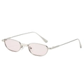 Retro oval sunglasses with silver metal frame and light pink translucent resin lenses - Regular / Regular (Incl. 13% VAT) Silver Frame, Pink Lenses
