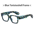 Montatura per occhiali a motivo tartarugato blu con design quadrato classico da donna - Montatura Tartarugata Blu