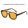 Retro pilot sunglasses with leopard print frame and transparent yellow lenses - Regular / Standard (Incl. 13% Tax) Leopard Frame / Yellow Lenses