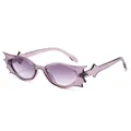 Hip hop bat-wing sunglasses with transparent purple frames and gradient lenses - Transparent Purple Red Frame Gradient Purple Lens