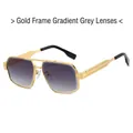 Fashionable large frame sunglasses with gold metal frame and gradient grey lenses - Regular / Gold Frame Gradient Gray Lens