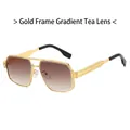 Gold frame aviator sunglasses with brown gradient lenses and engraved floral detail - Regular / Gold Frame Gradient Tea Lens