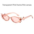 Gothic bat-wing sunglasses with transparent pink frame and matching pink lenses - Transparent Pink Frame Pink Lens