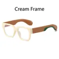 Retro cream and brown frame glasses with green accents and anti-blue light lenses - Beige Frame