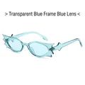Transparent blue bat-shaped sunglasses with trendy oversized bat wing frame and matching lenses - Transparent Blue Frame Blue Lens