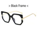 Occhiali geometrici neri con montatura spessa e stanghette in metallo dorato chic - Montatura Nera