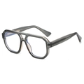 Polarized double-bridge pilot sunglasses in dark grey translucent frames with blue tint - Regular / Transparent Grey Frame Clear Lens