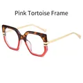 Occhiali geometrici leopardati rosa e rosso trasparente con aste in metallo dorato - Montatura Leopardo Rosa
