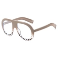 Lunettes oversize tendance style écaille de tortue avec monture kaki et verres anti-lumière bleue - Monture bicolore kaki et écaille verres transparents