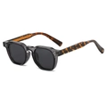 Gafas de sol polarizadas cuadradas retro con montura gris y patillas de carey vintage - Montura Gris Lente Gris