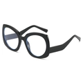 Occhiali da sole oversize cat-eye neri retrò con montatura spessa e lenti trasparenti - Montatura Nera Lenti Trasparenti