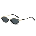 Lunettes de soleil œil de chat vintage avec monture noire et pont en métal doré - Monture Noir Or Verres Gris