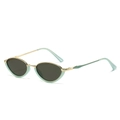 Lunettes de soleil œil de chat rétro avec monture vert menthe et métal doré - Monture Vert Or Verre Vert Foncé