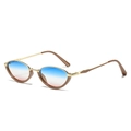 Lunettes de soleil œil-de-chat en métal avec verres dégradés et monture dorée chic - Monture Café Or Verre Bleu Thé