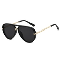 Gafas de sol de aviador clásicas con montura de metal dorado y lentes oscuras - Montura Negra Lentes Grises
