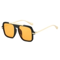 Classic aviator square frame sunglasses in black and gold with orange lenses - Black Frame Orange Lens