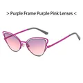 Katzenaugen-Sonnenbrille mit lila Metallrahmen und Gläsern mit lila-rosa Verlauf - Violetter Rahmen Violett Rosa Gläser